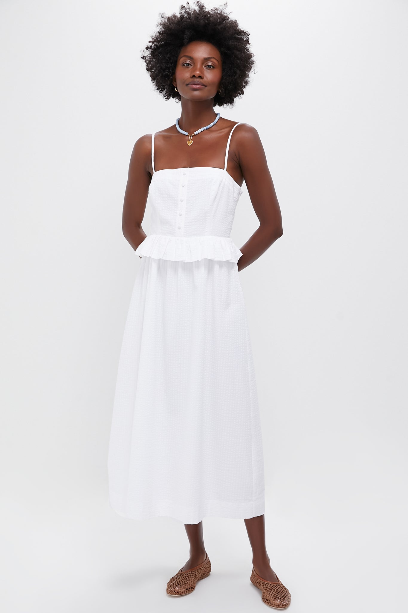 White Shadow Seersucker Stripe Maddy Dress