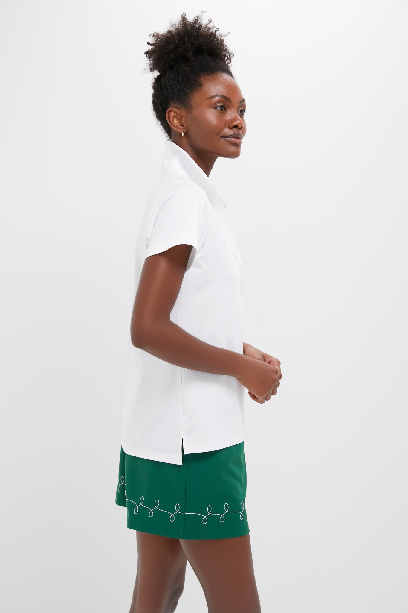 White Short Sleeve Caroline Polo