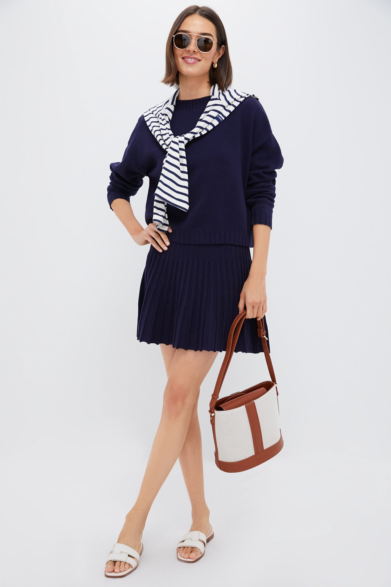 Navy Knit Pleated Saylor Skirt