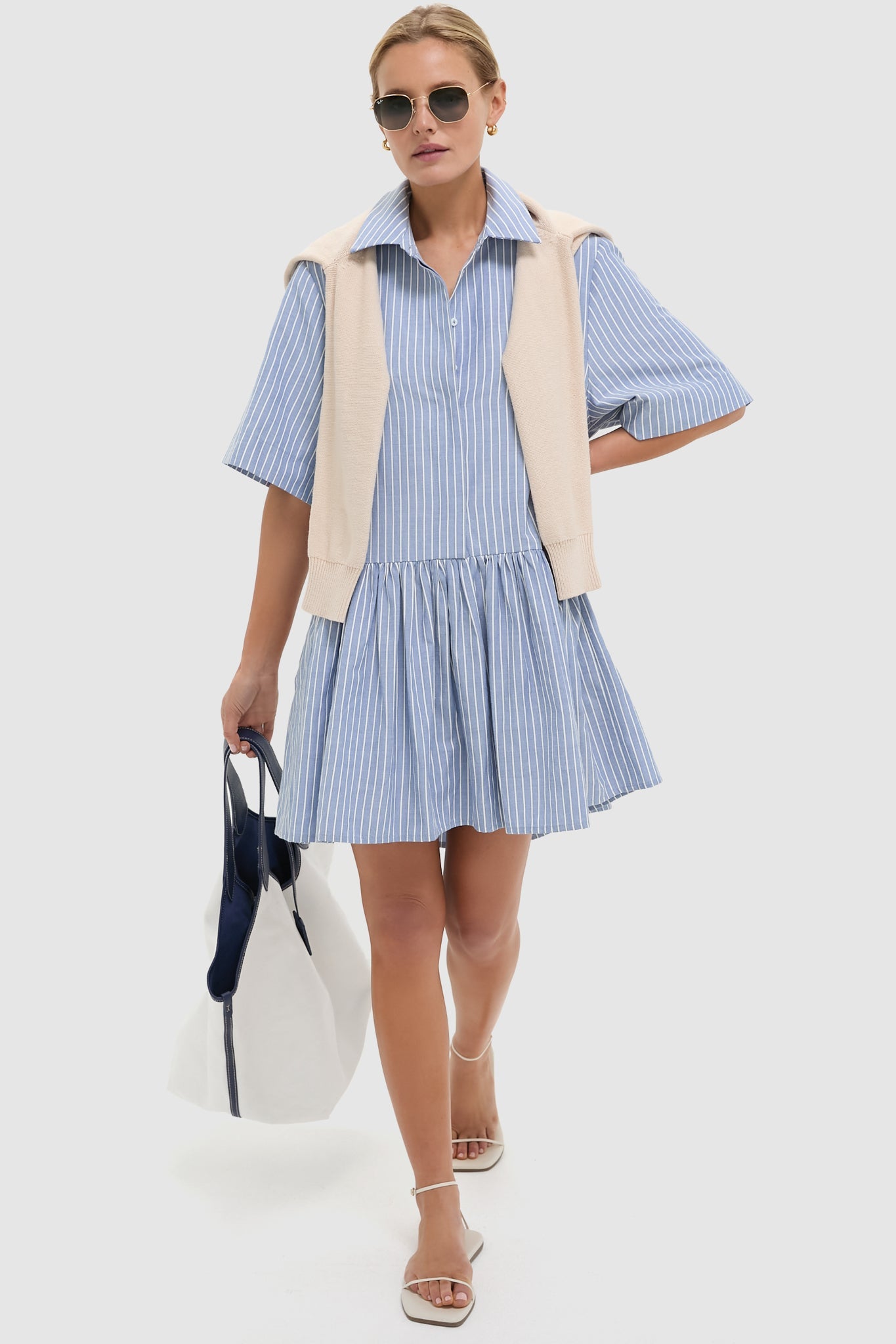 Blue Stripe Piper Shirt Dress