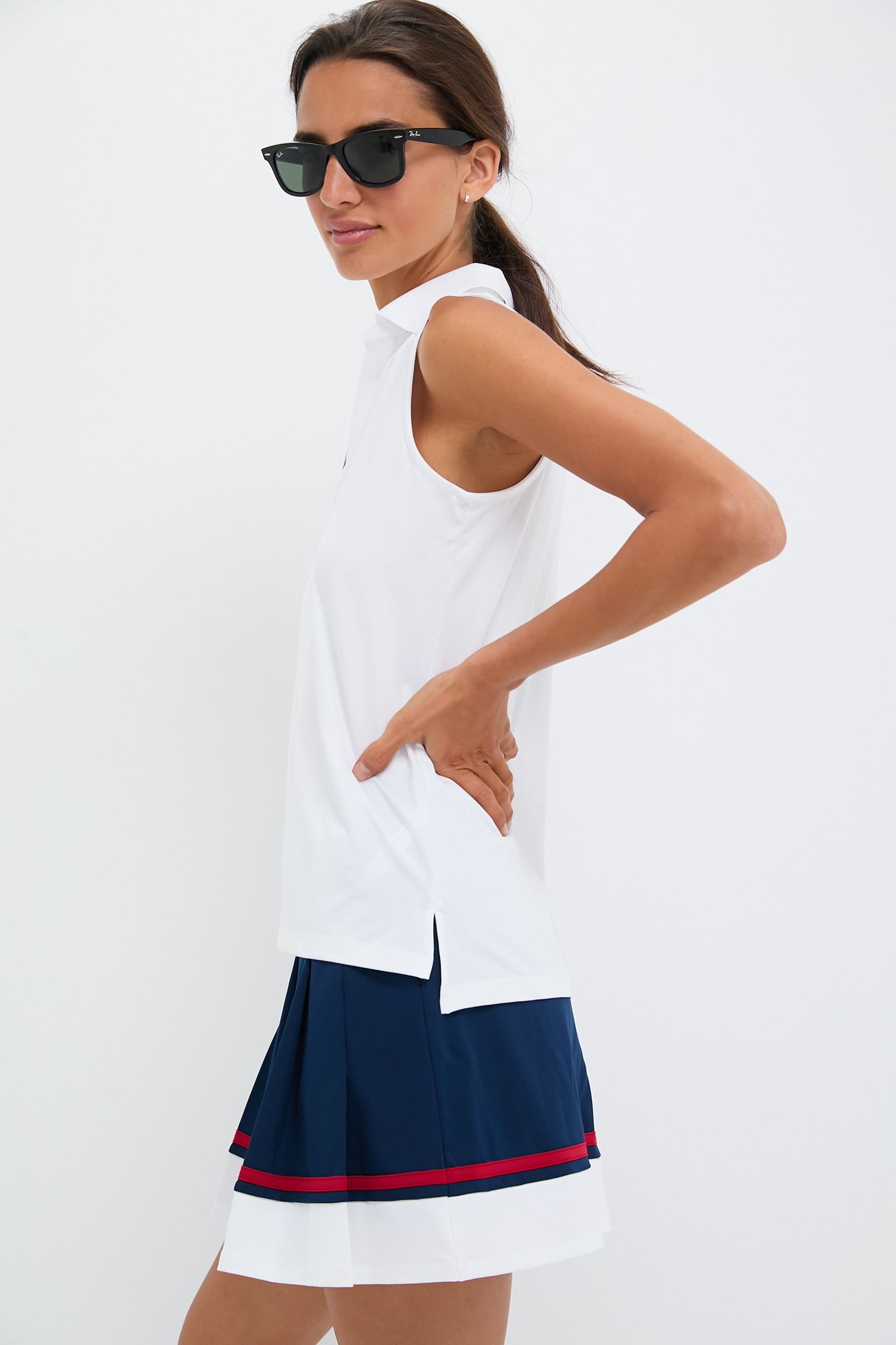 White Sleeveless Caroline Polo