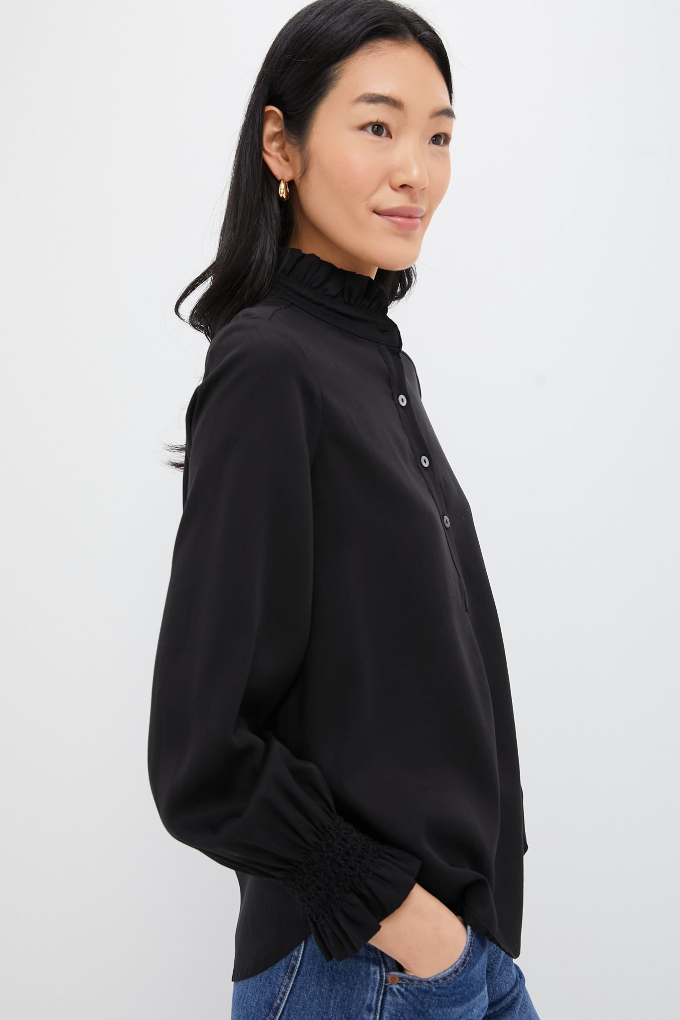 Black Teagan Popover Shirt