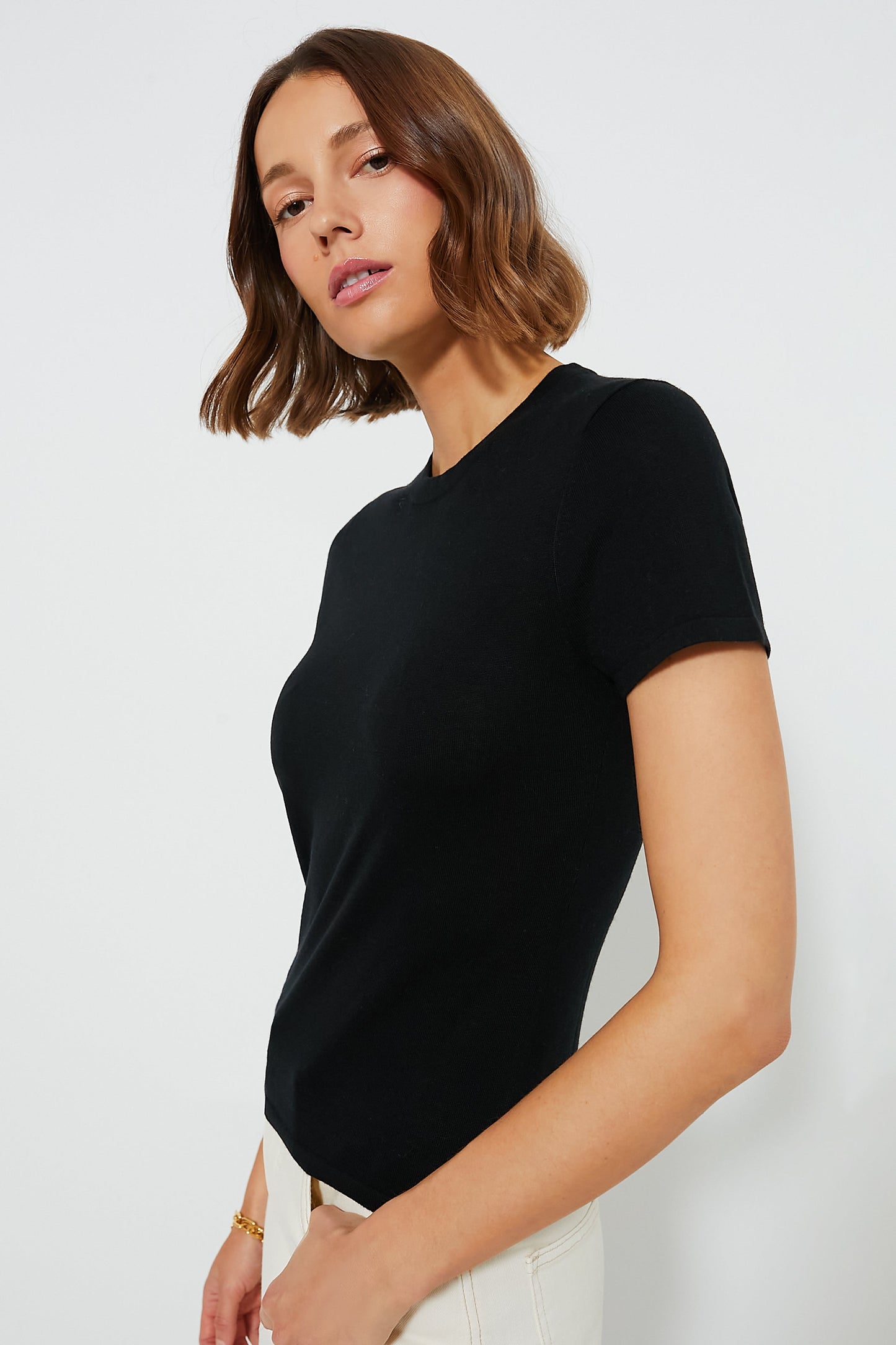 Black Cashmere Silk Blend Katie Tee