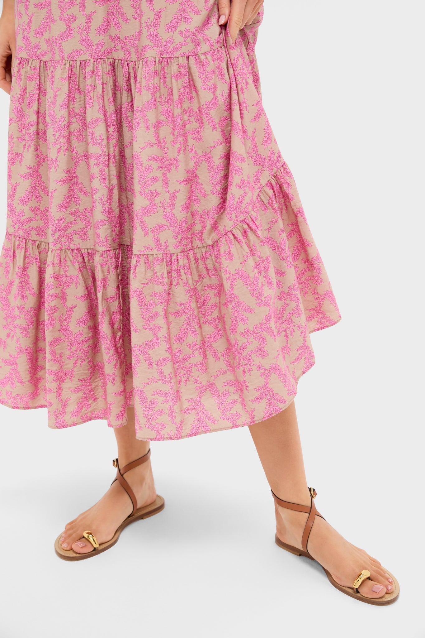Tan & Pink Vines Bennett Maxi Dress