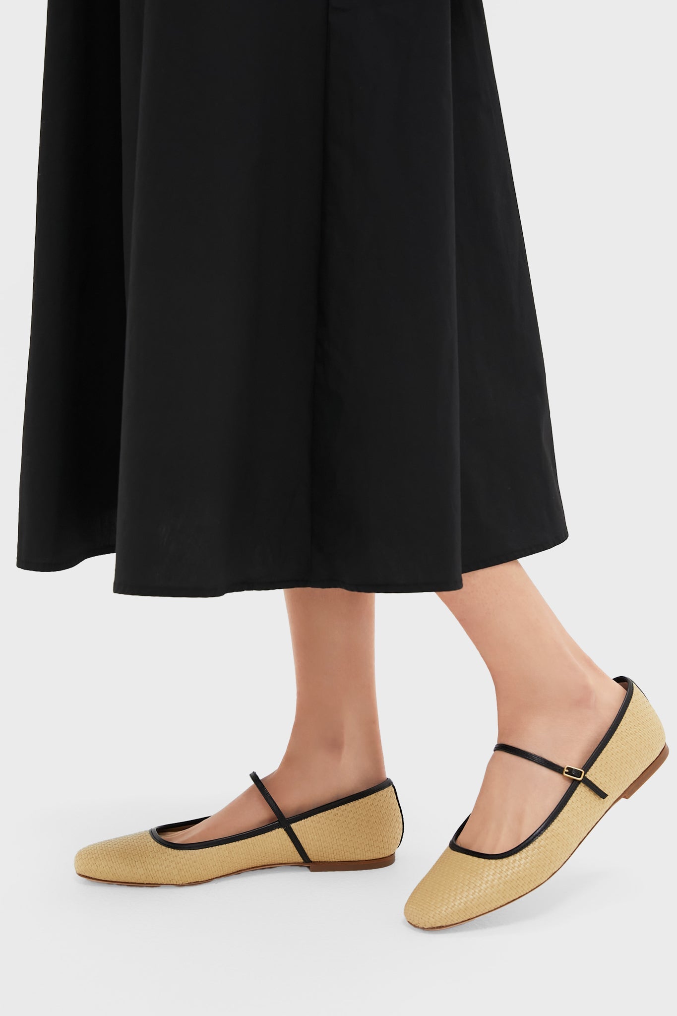 Natural and Black Ellie Raffia Flats