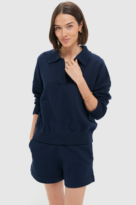 Navy Knit Bode Polo Sweater