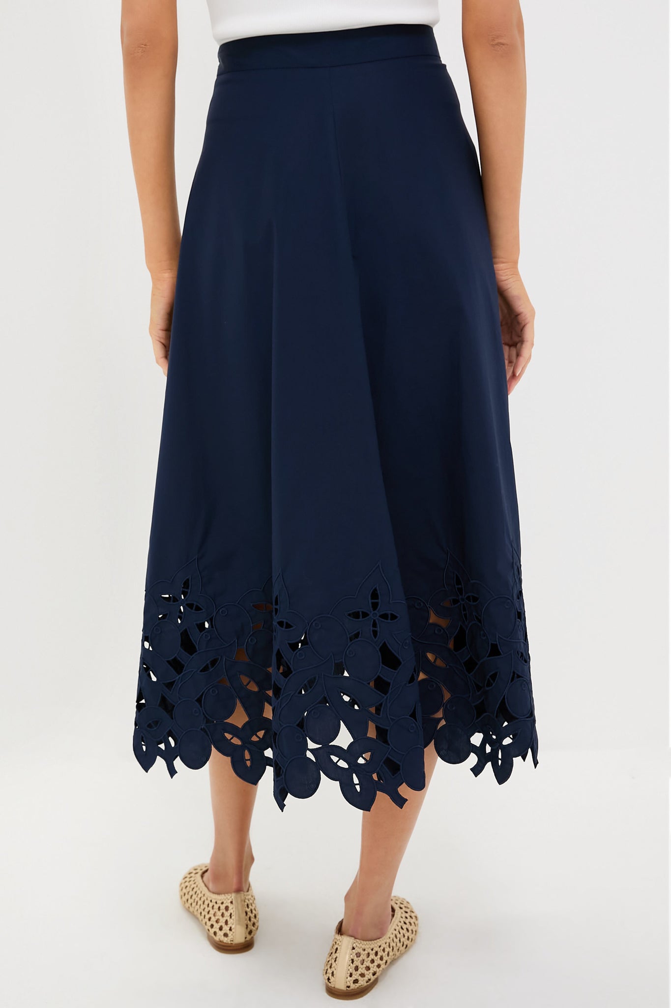 Navy Cotton Eyelet Caldwell Skirt