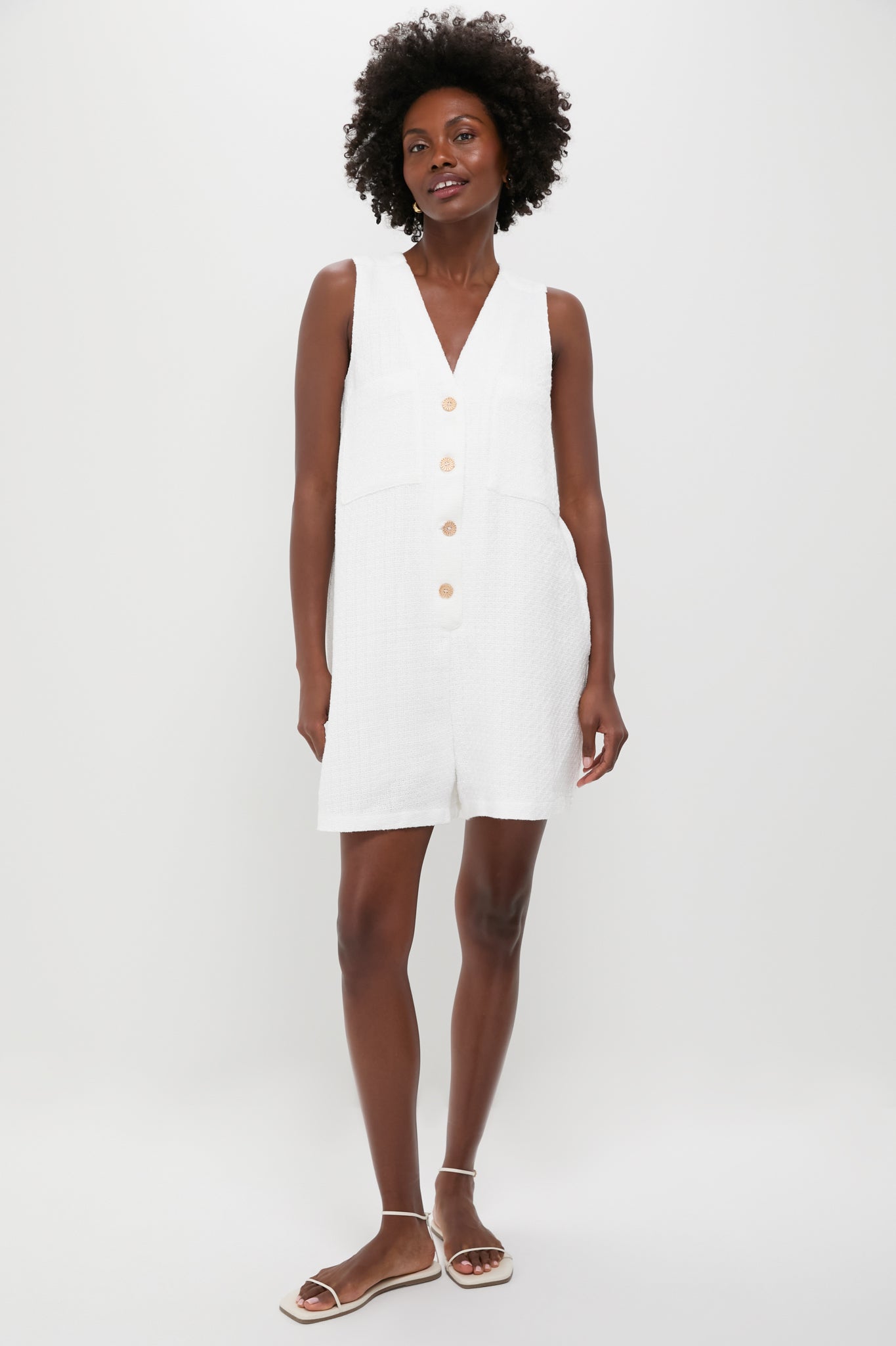 White Textured Myla Romper