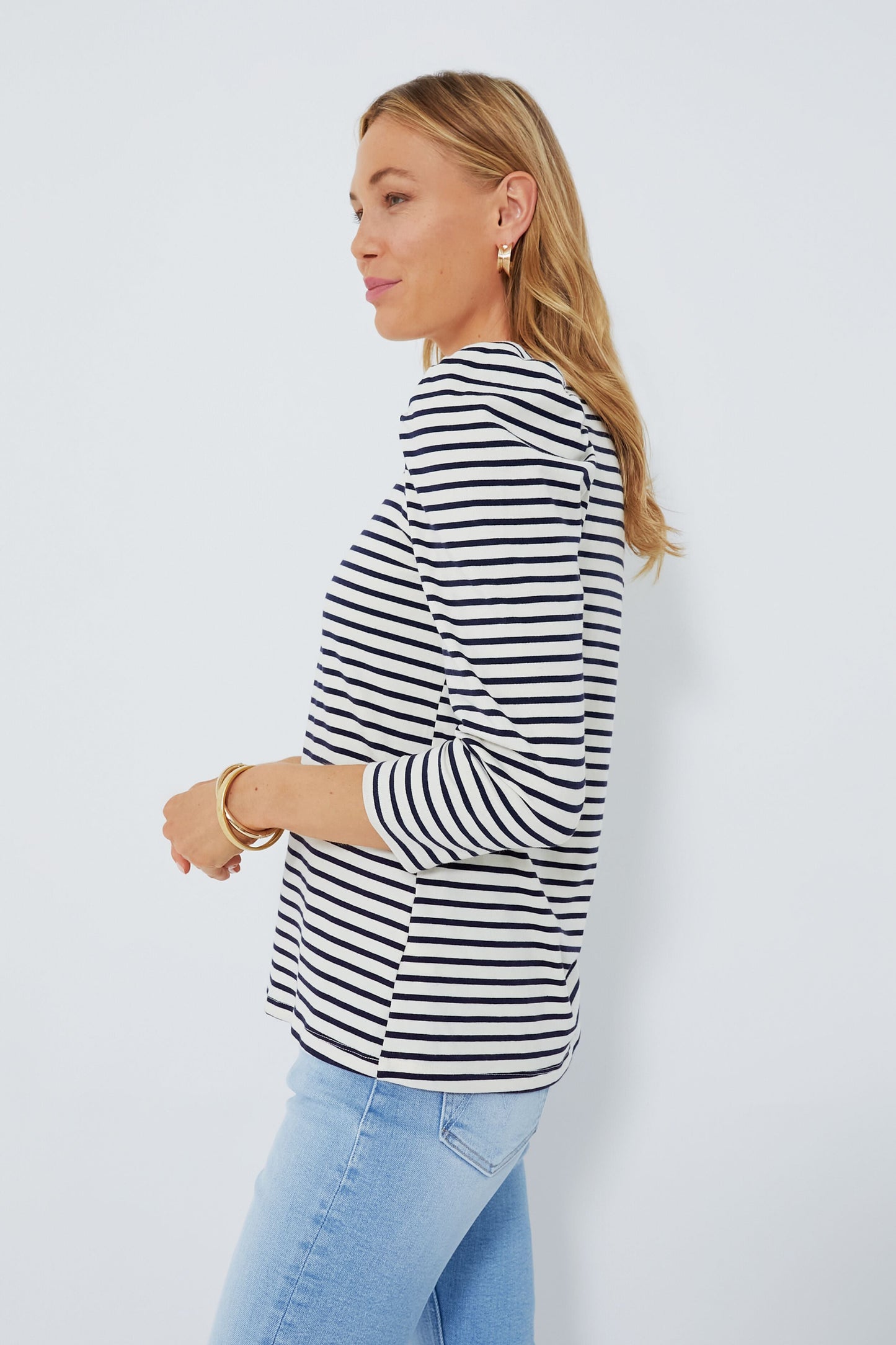 Navy Striped Vesty Long Sleeve Crewneck