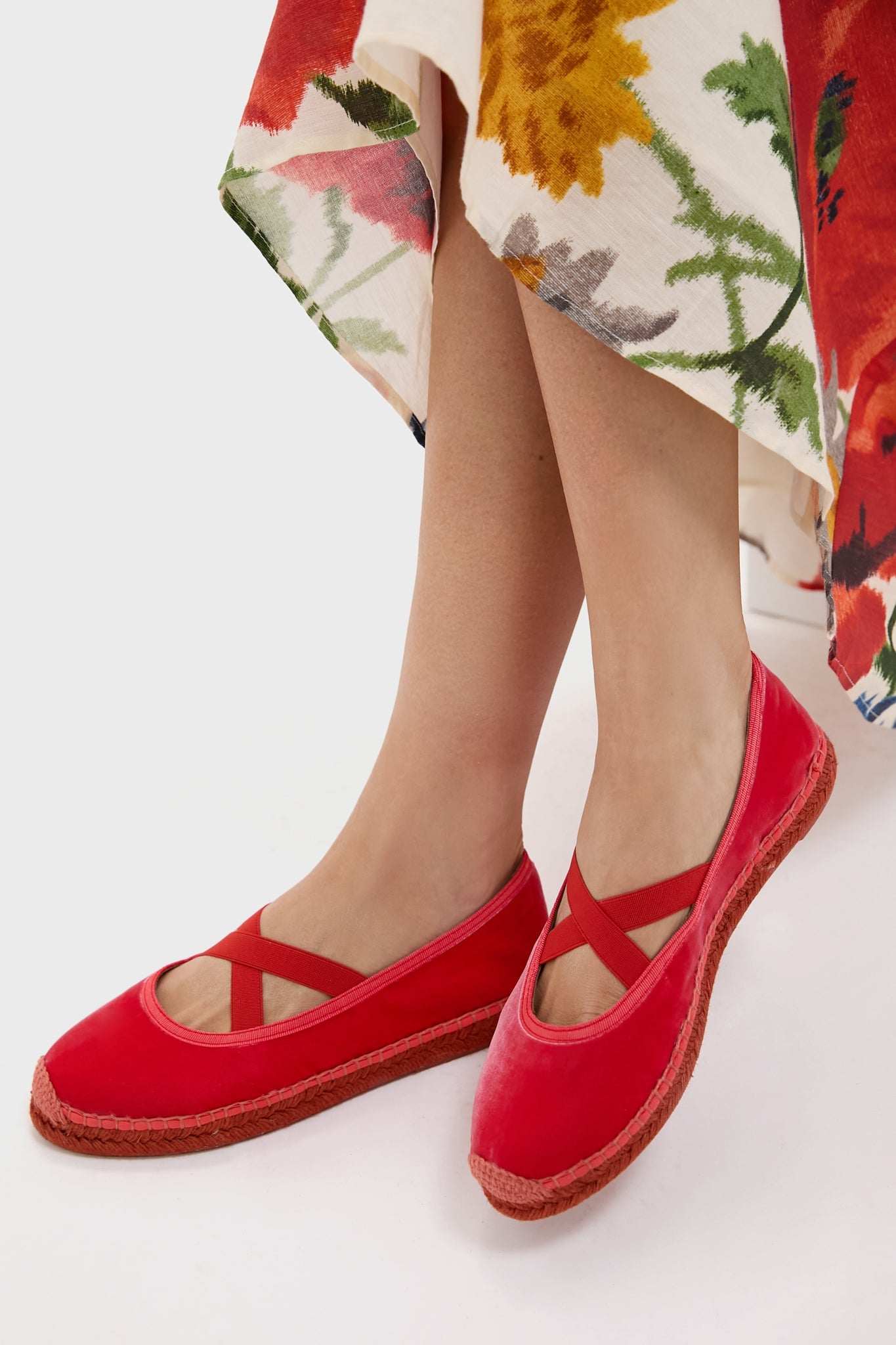 Coral Chico Velvet Espadrilles