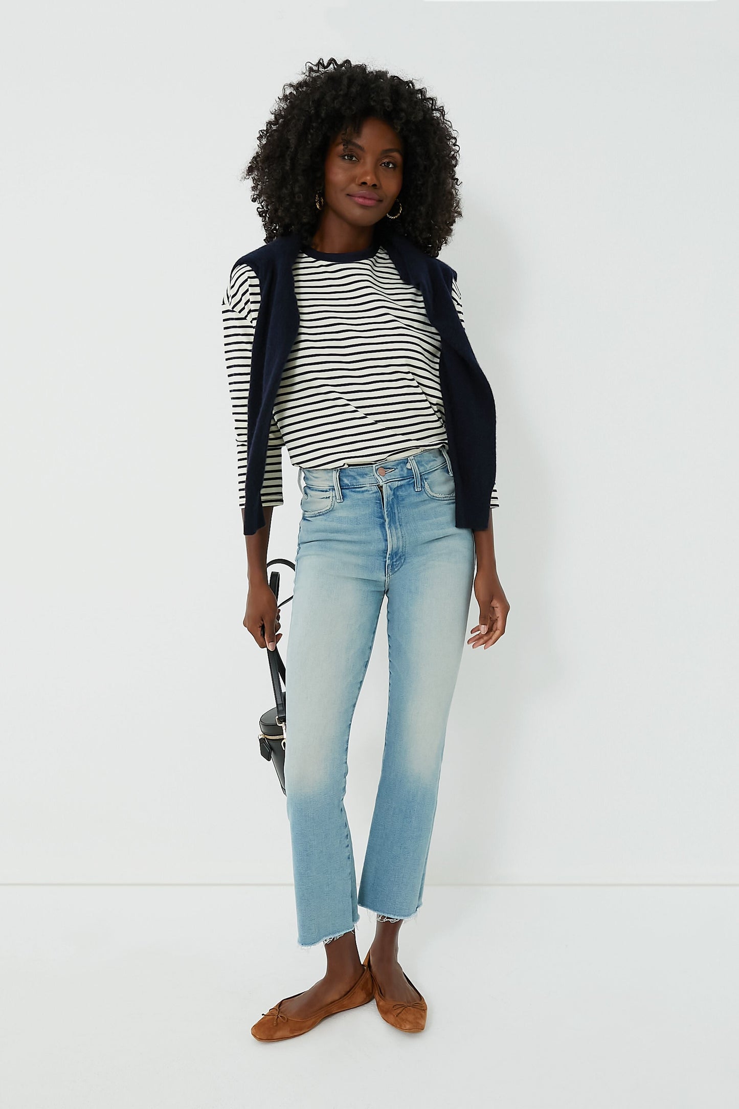 Navy Striped Knit Popover