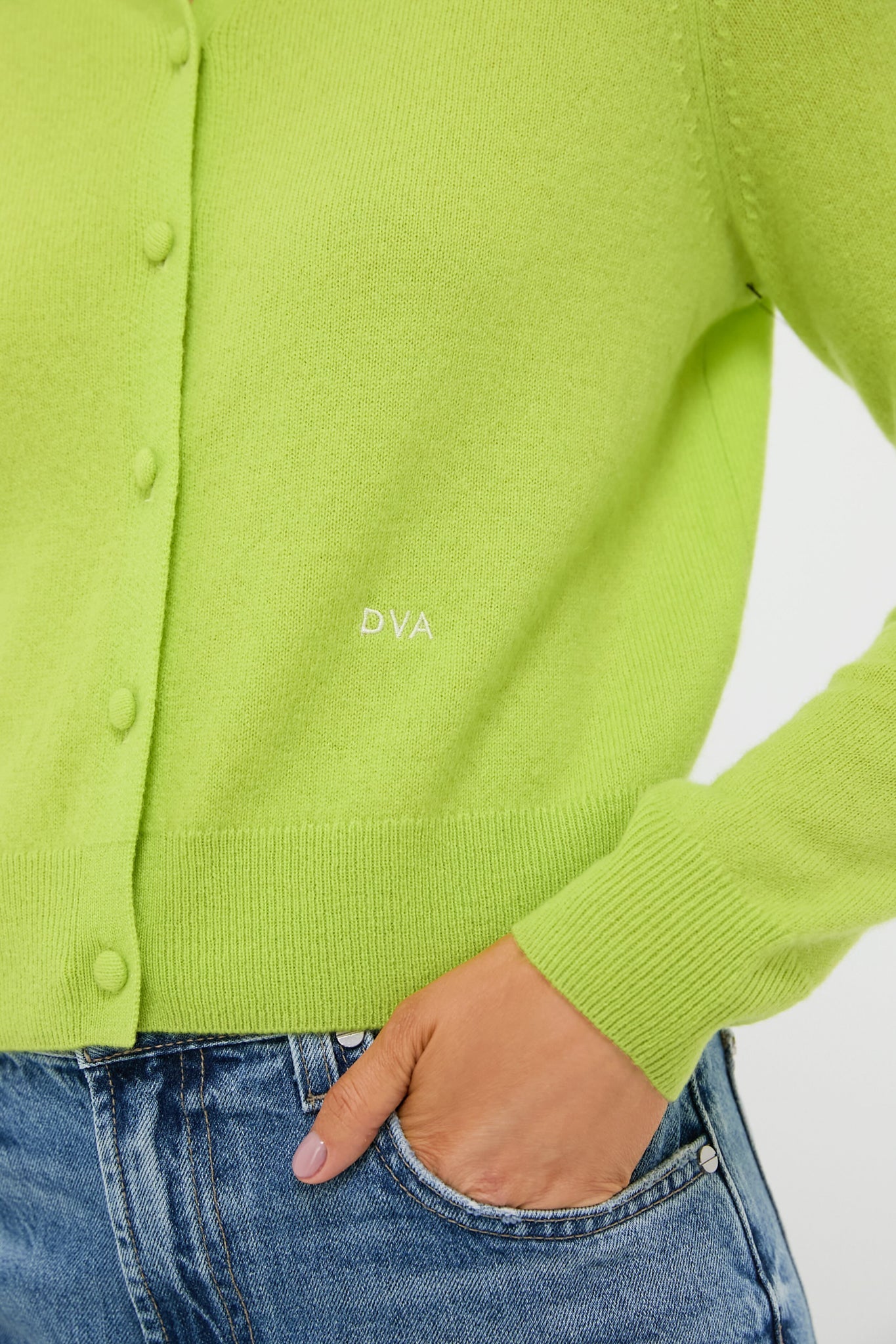 Lime Green Cashmere Riley Cardigan