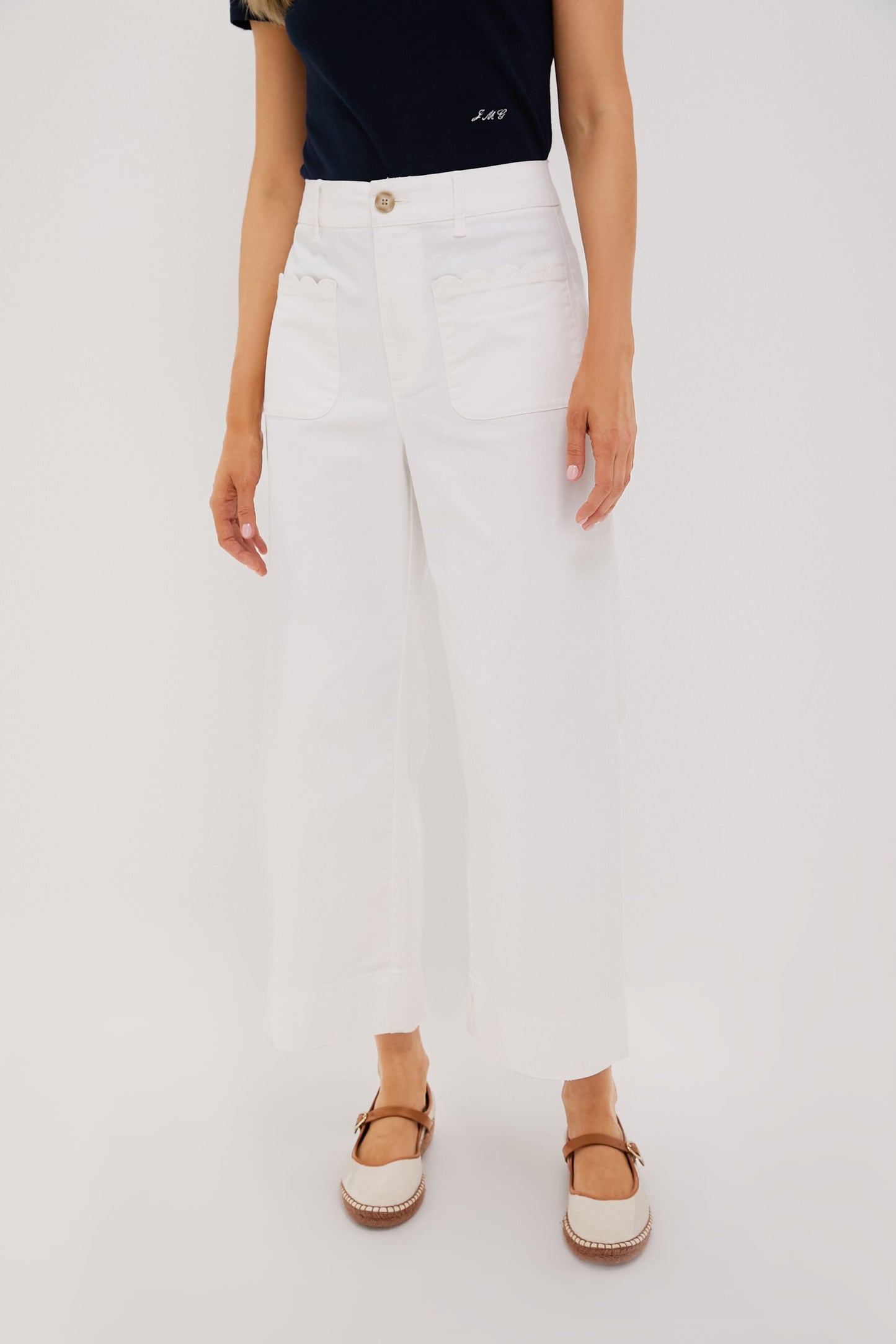 White Chino Wide Leg Stretch Davis Pants