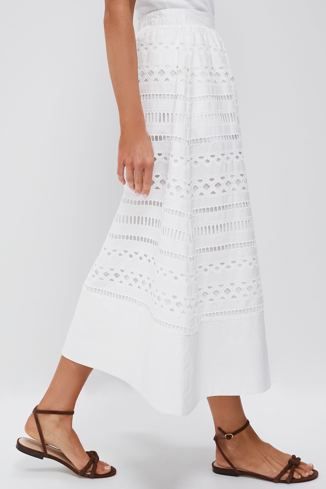 White Cotton Eyelet Laurel Skirt