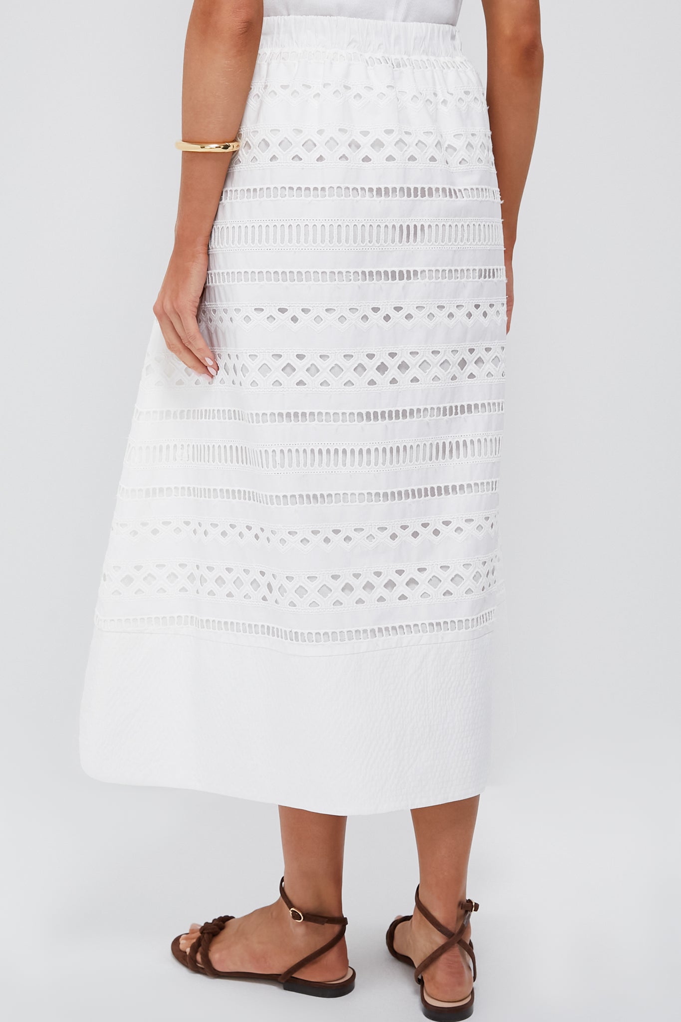 White Cotton Eyelet Laurel Skirt