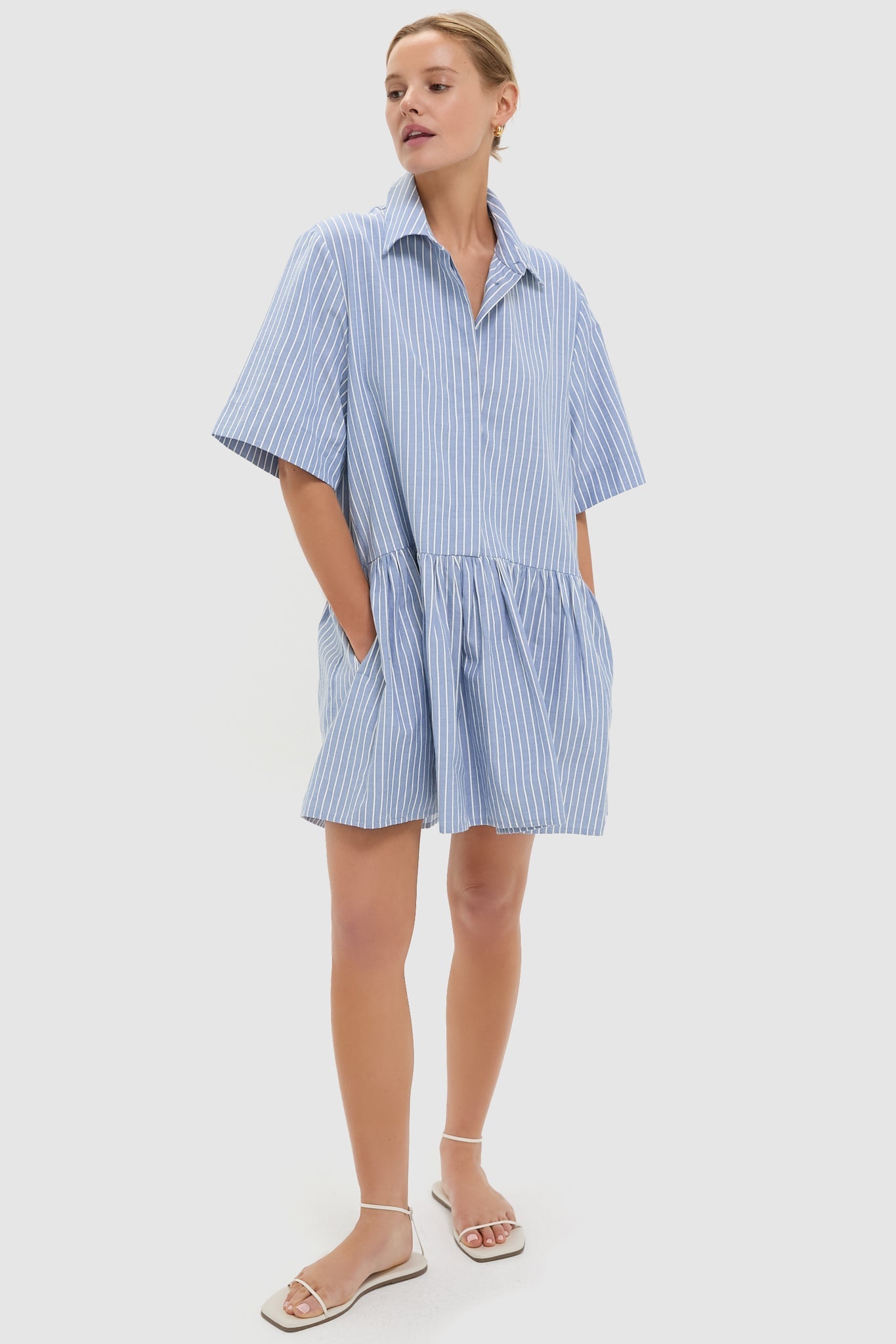 Blue Stripe Piper Shirt Dress