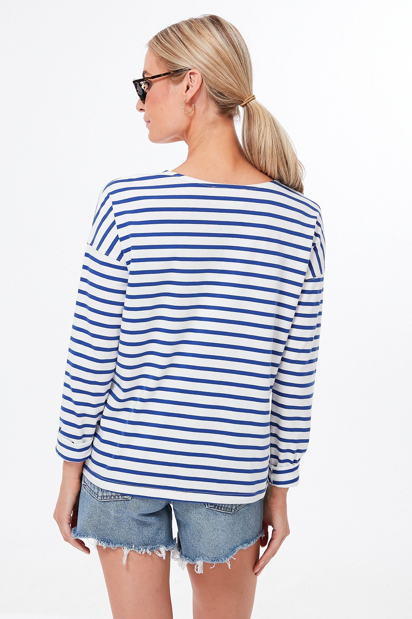 Blue and White Stripe Hayden Tee