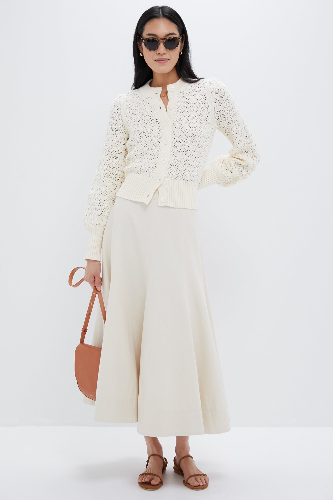 Ivory Pointelle Colette Cardigan