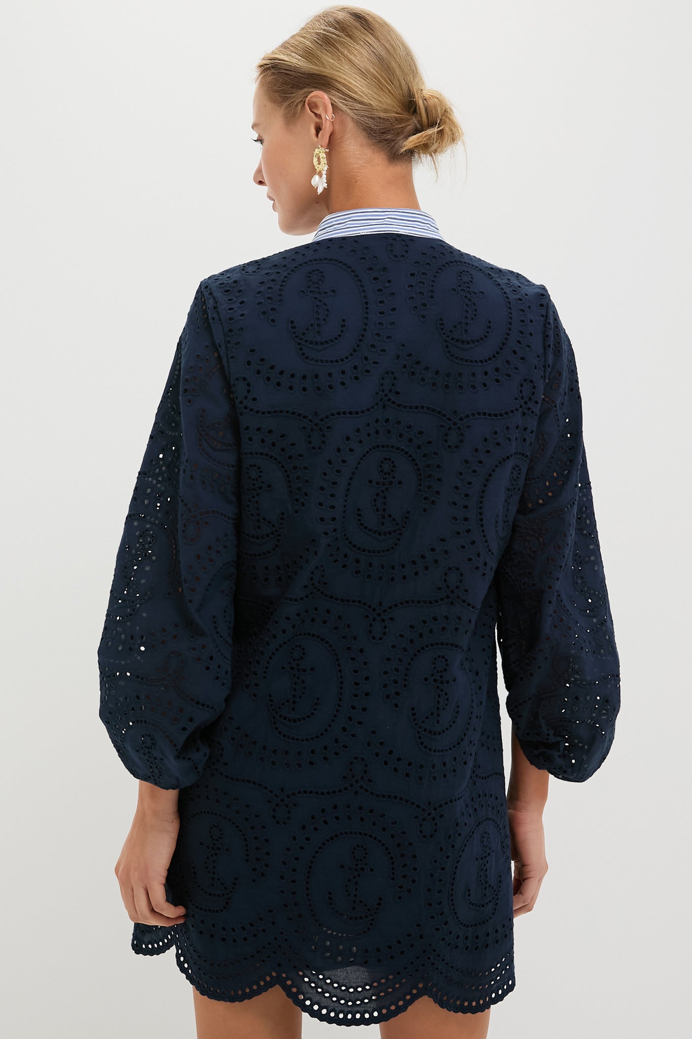 Navy Nautical Eyelet Mini Calliope Dress