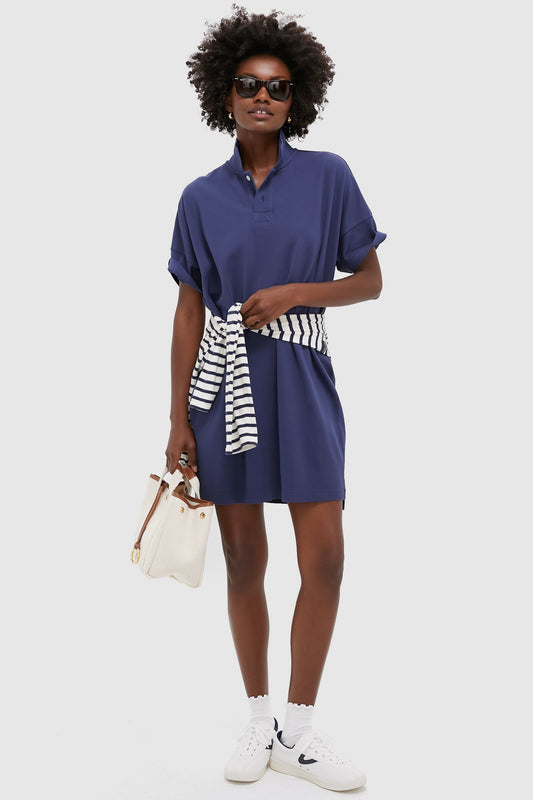 Navy Pique Teller Polo Dress