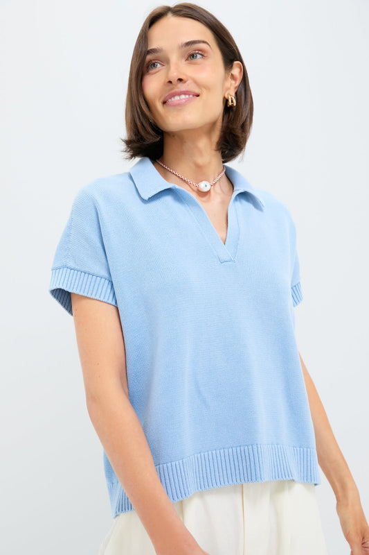 Blue Stonewashed Shawn Sweater Polo