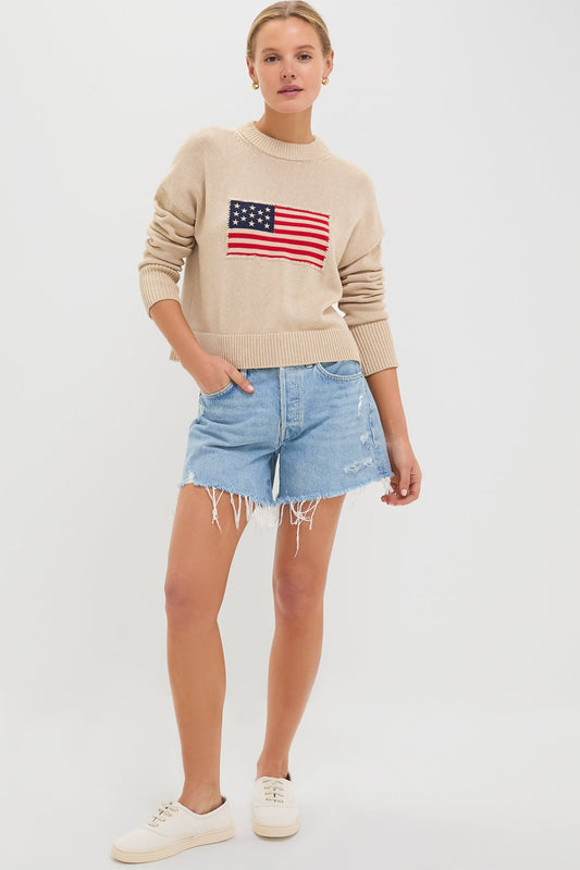 Cropped Beachwood Cotton Americana Sweater