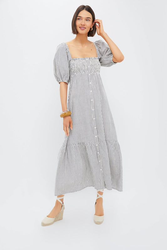 Newburyport Stripe Santiago 3 Shortsleeve Maxi Dress