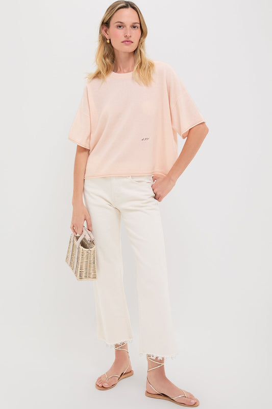 Soft Pink Short Sleeve Cashmere Lila Sweater
