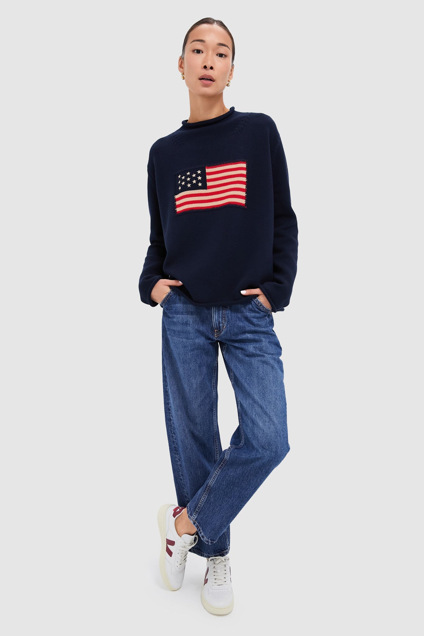 Navy Cotton Americana Sweater