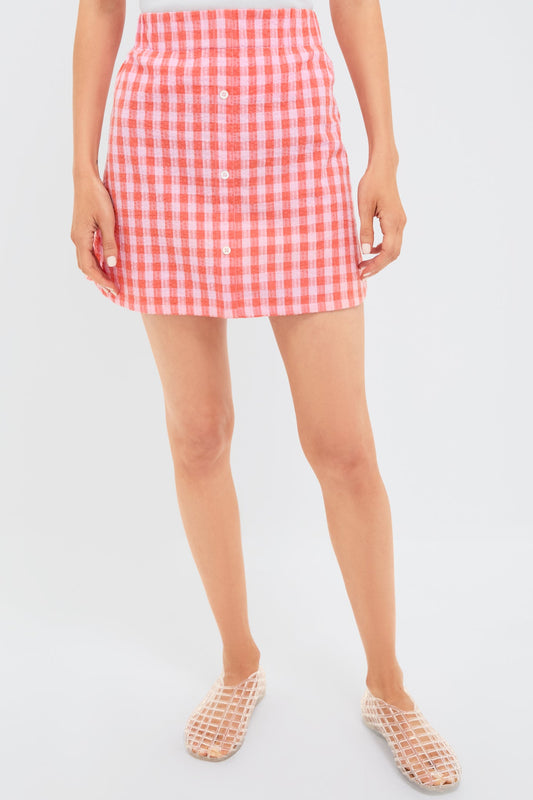 Orange and Pink Seersucker Frankie Mini Skirt