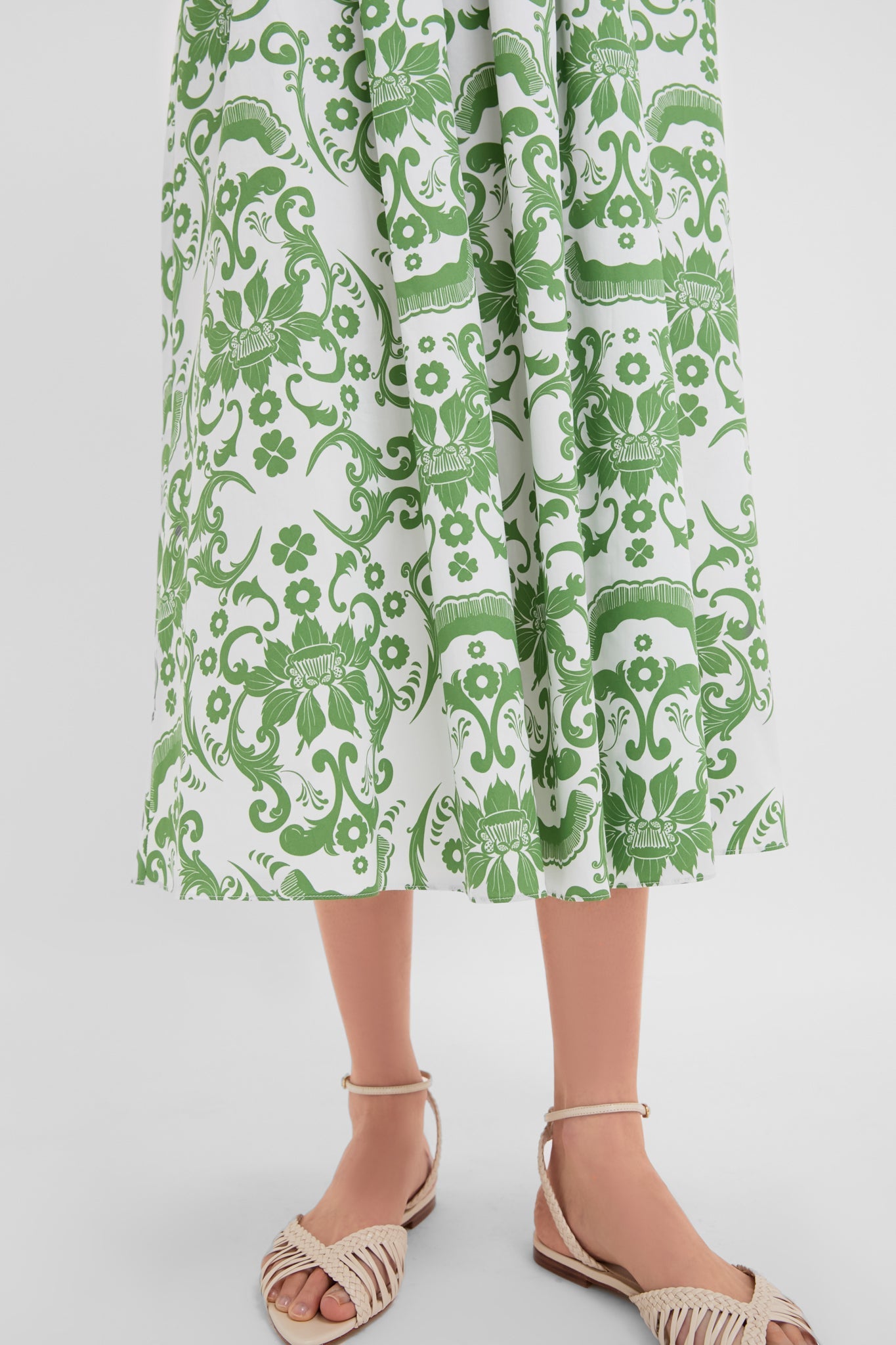 Exclusive White and Green Ninet Dress