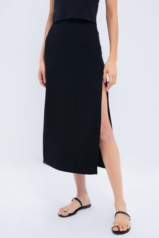 Black Rio Side Slit Skirt