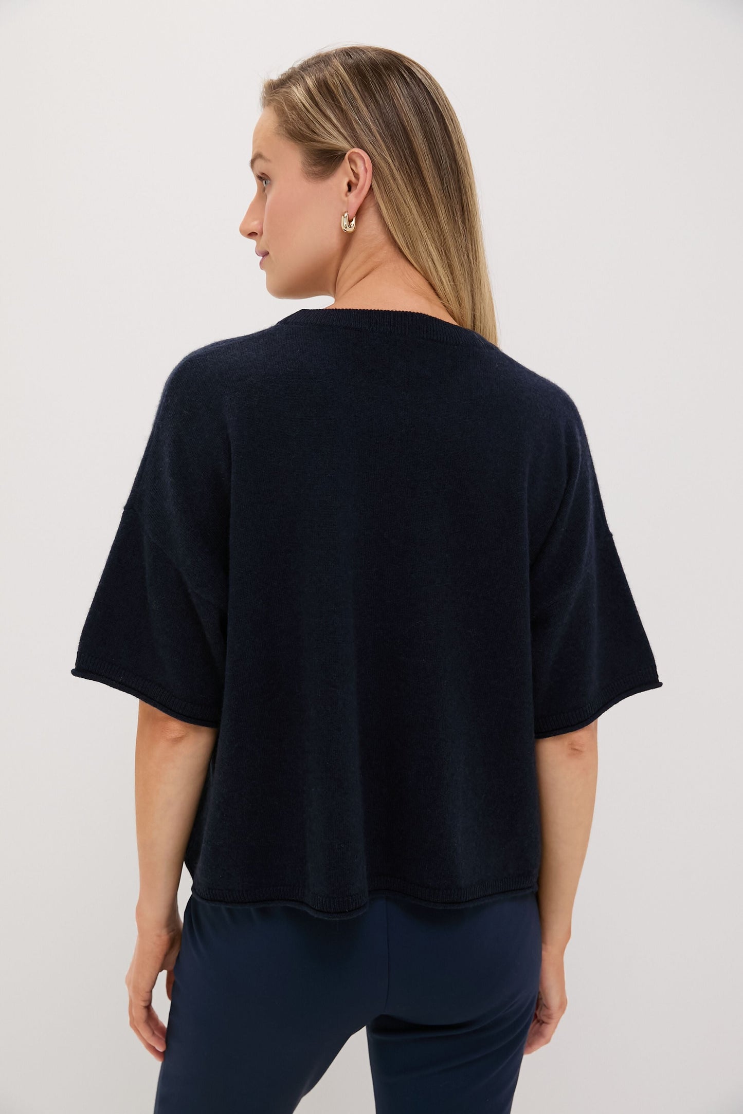 Navy Short Sleeve Cashmere Lila Sweater