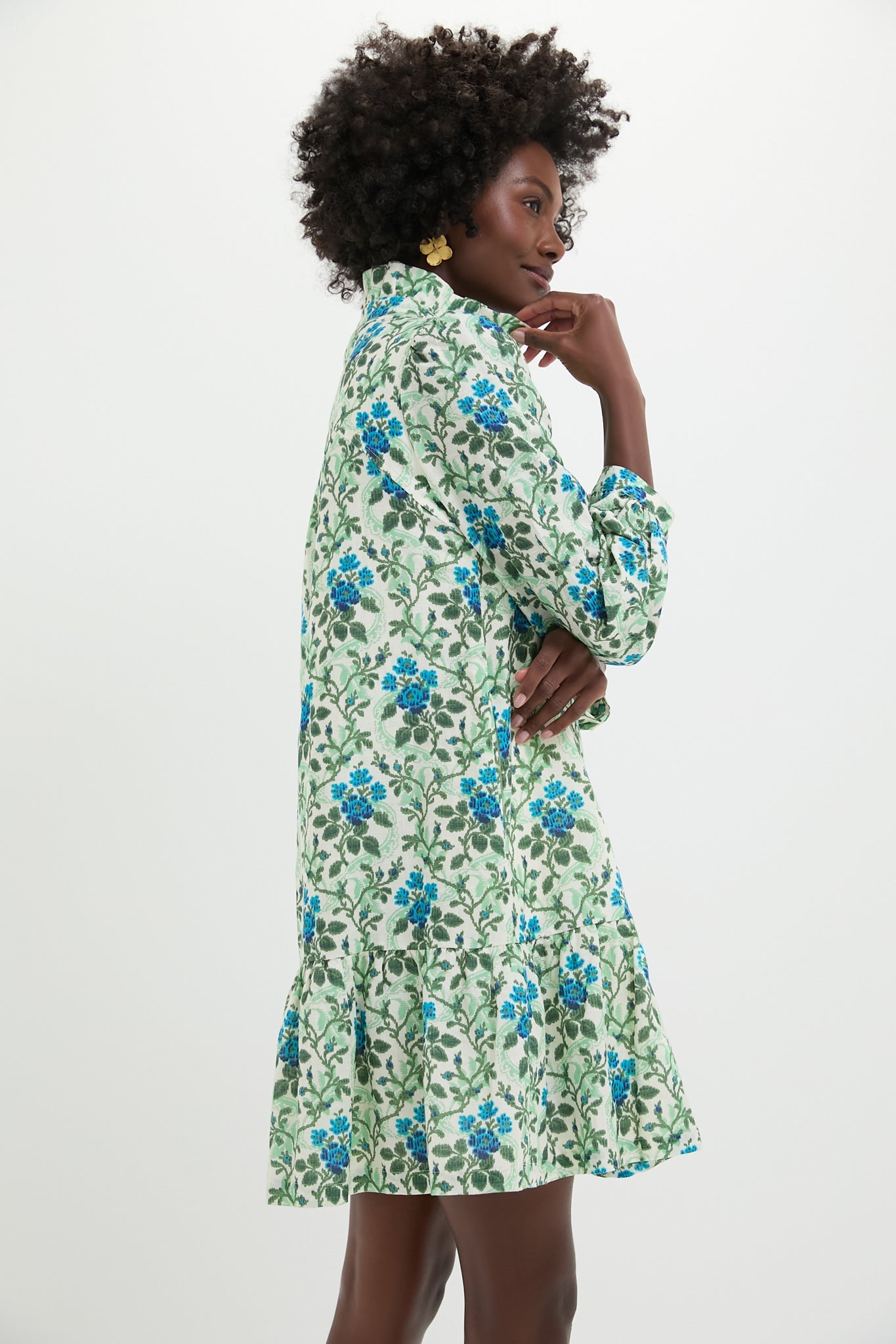 Cerulean Vine Cotton Linen Palmerston Dress