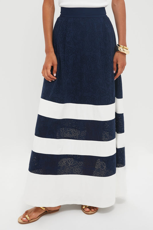 Blue and White Stripe Kit Maxi Skirt