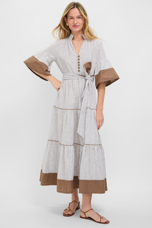 Tan Stripe Linen Joanna Dress