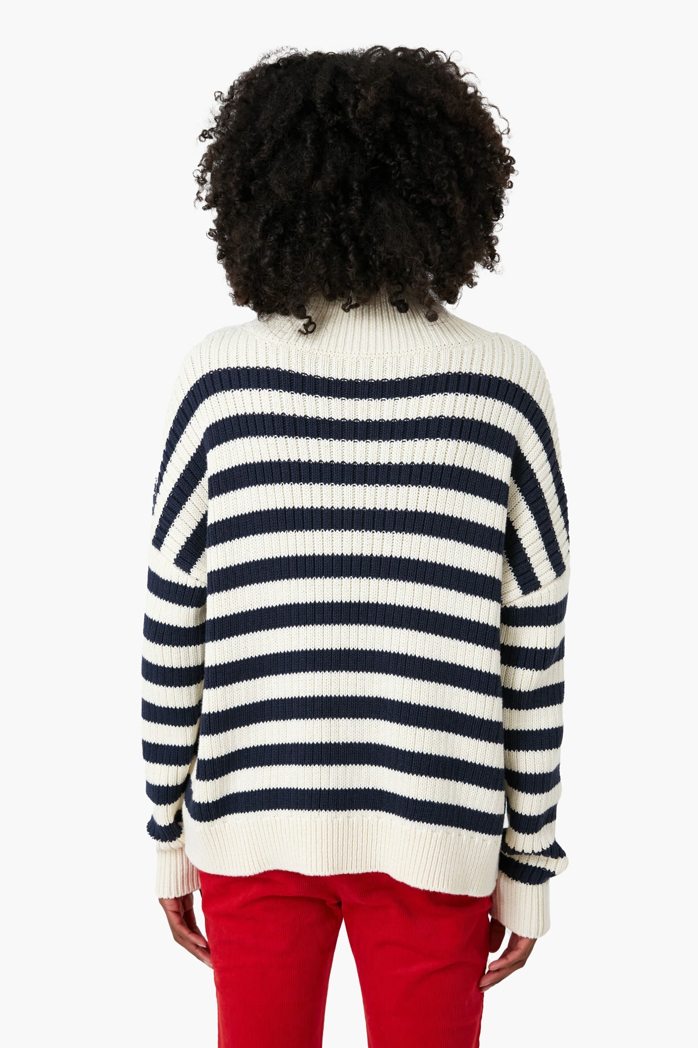 Navy Stripe Carolyn Funnel Neck Sweater