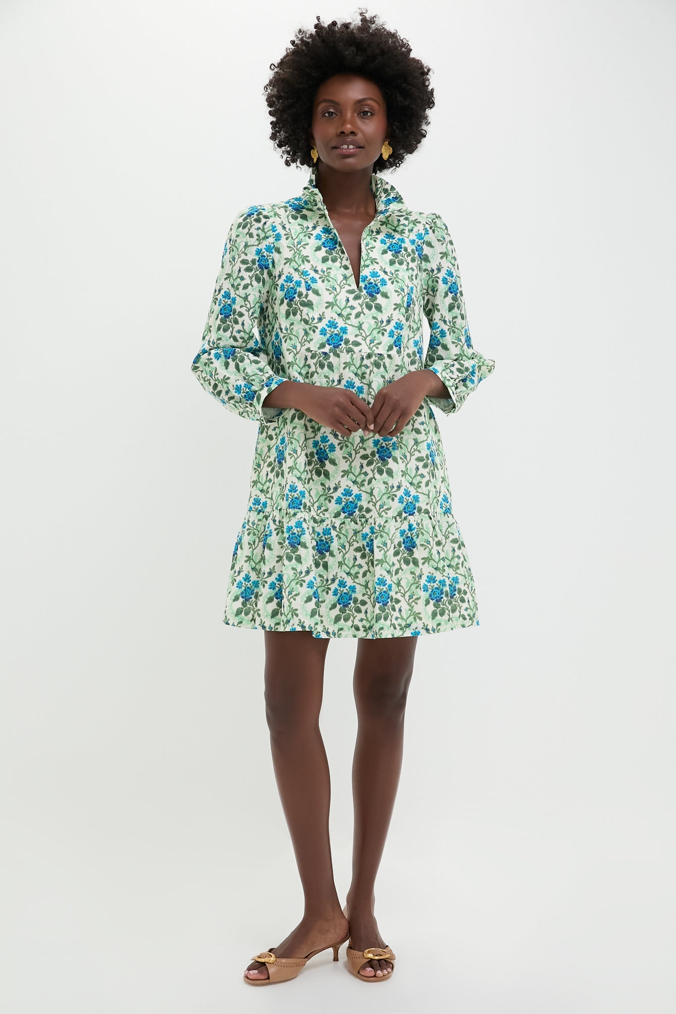 Cerulean Vine Cotton Linen Palmerston Dress