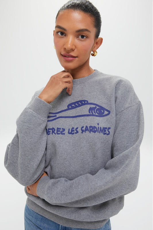 Grey and Navy Liberez Les Sardines Oversized Sweatshirt