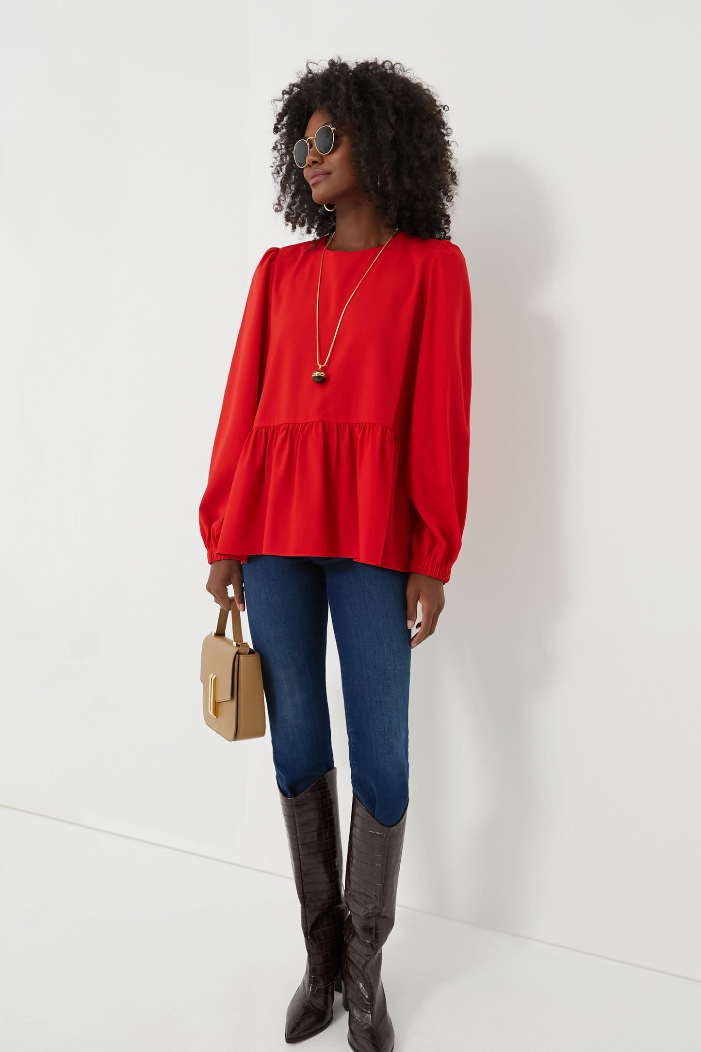 Red Carlota Peplum Blouse