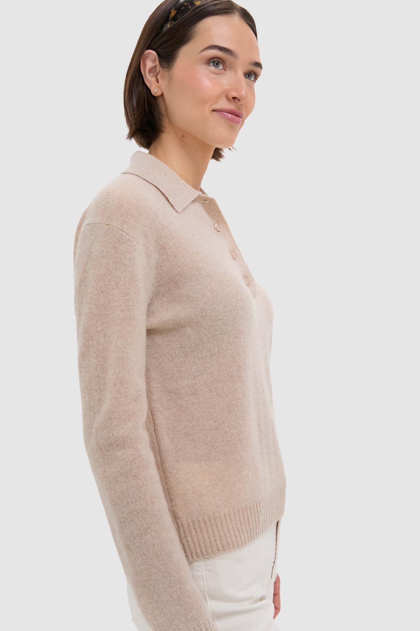 Sandstone Cashmere Cassidy Polo Sweater