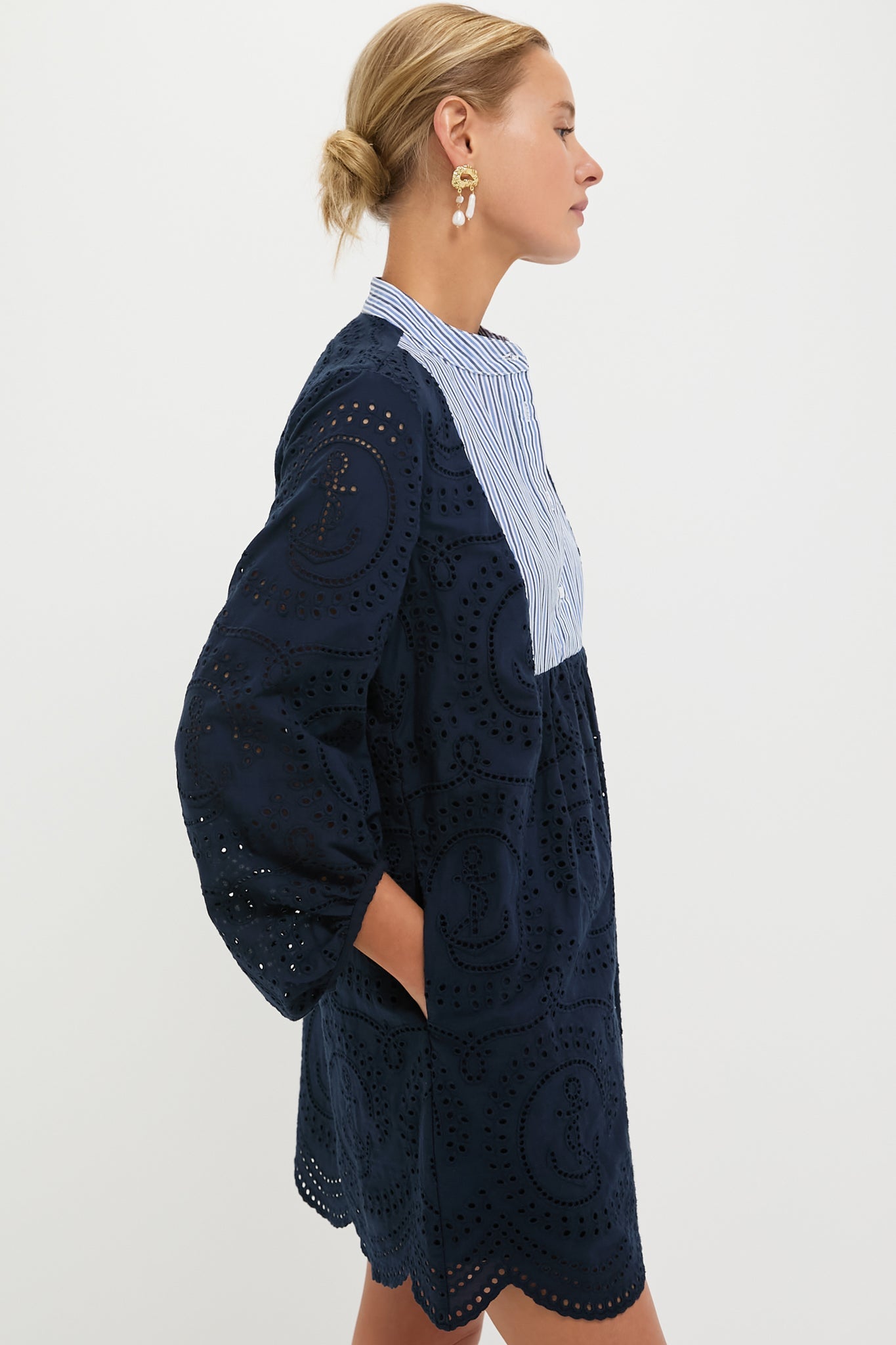 Navy Nautical Eyelet Mini Calliope Dress