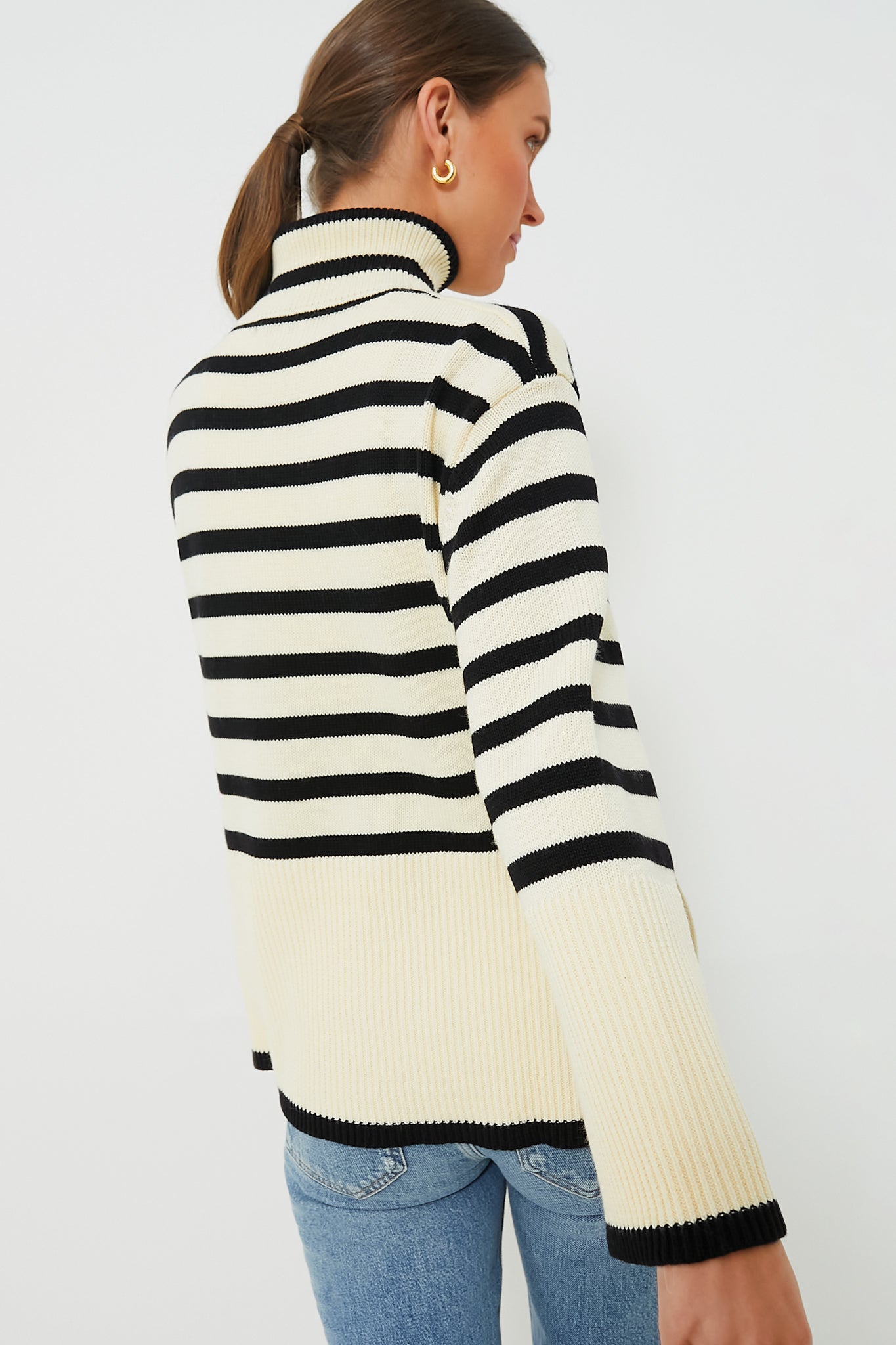 Exclusive Cream Striped Turtleneck Sweater