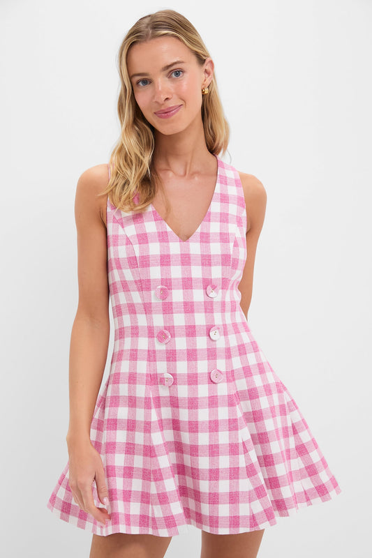 Pink Boucle Grid Saya Dress