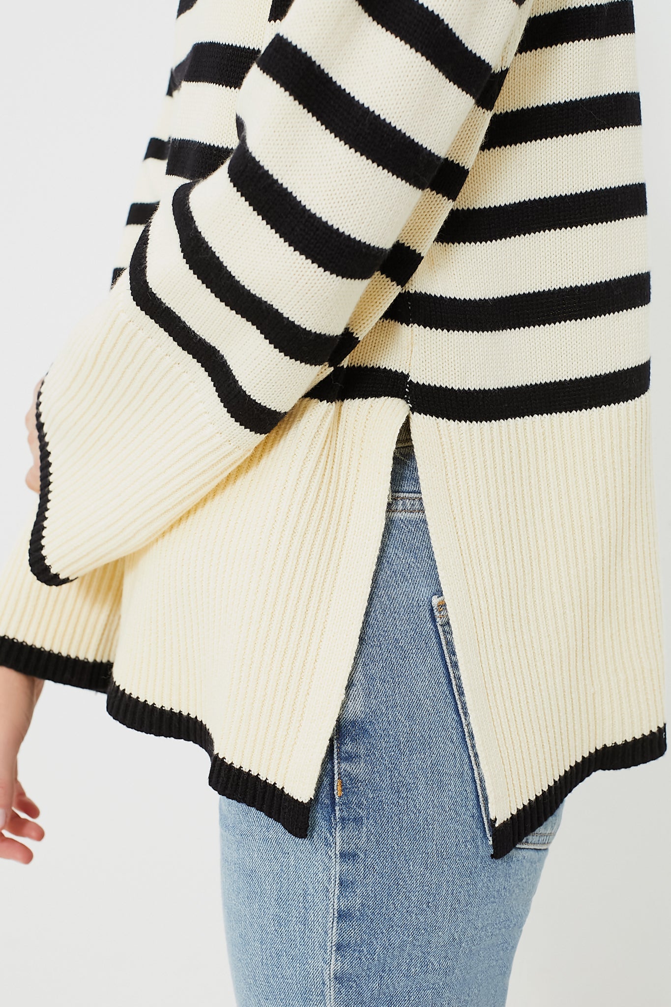 Exclusive Cream Striped Turtleneck Sweater