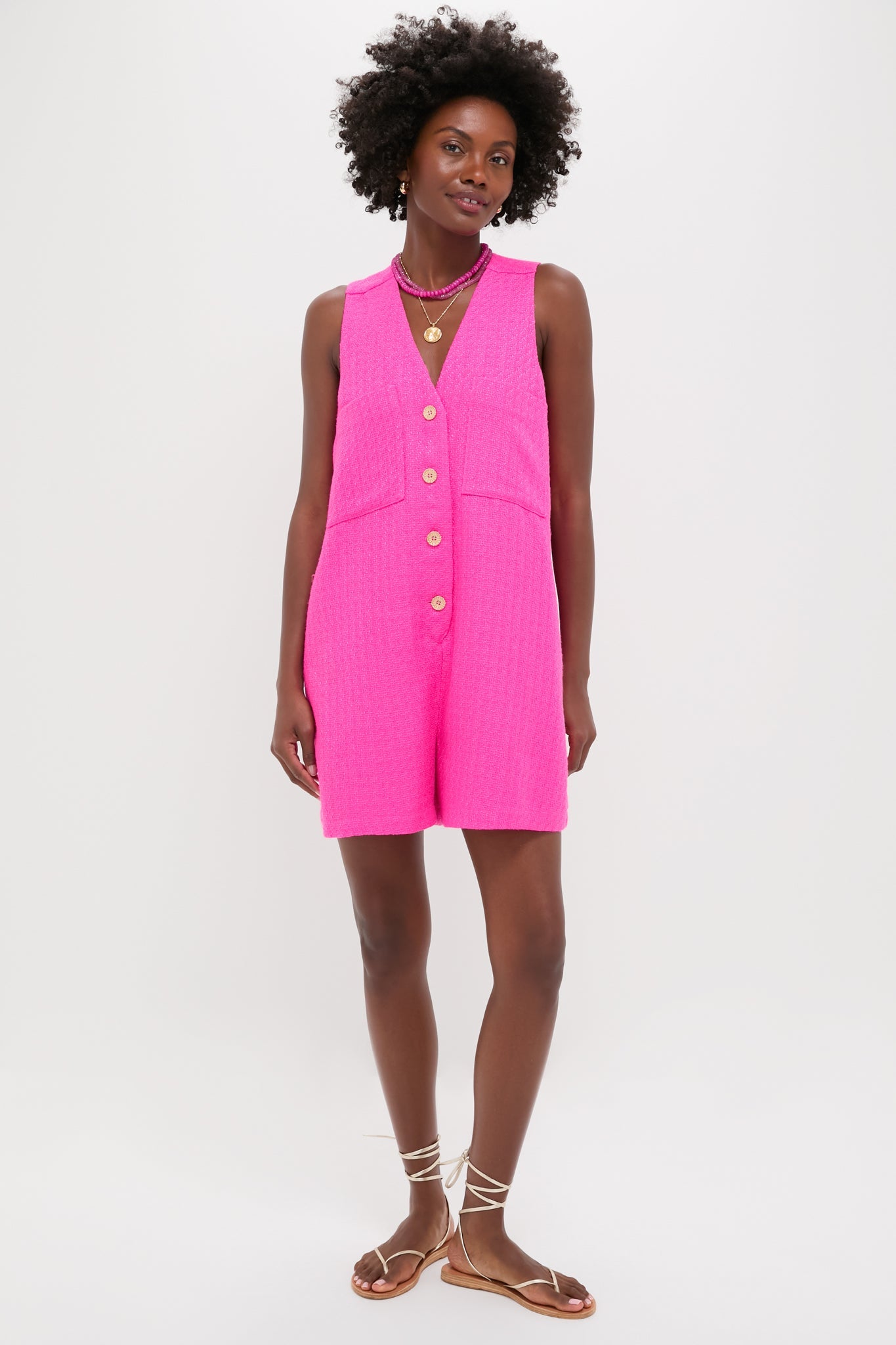 Hot Pink Textured Myla Romper