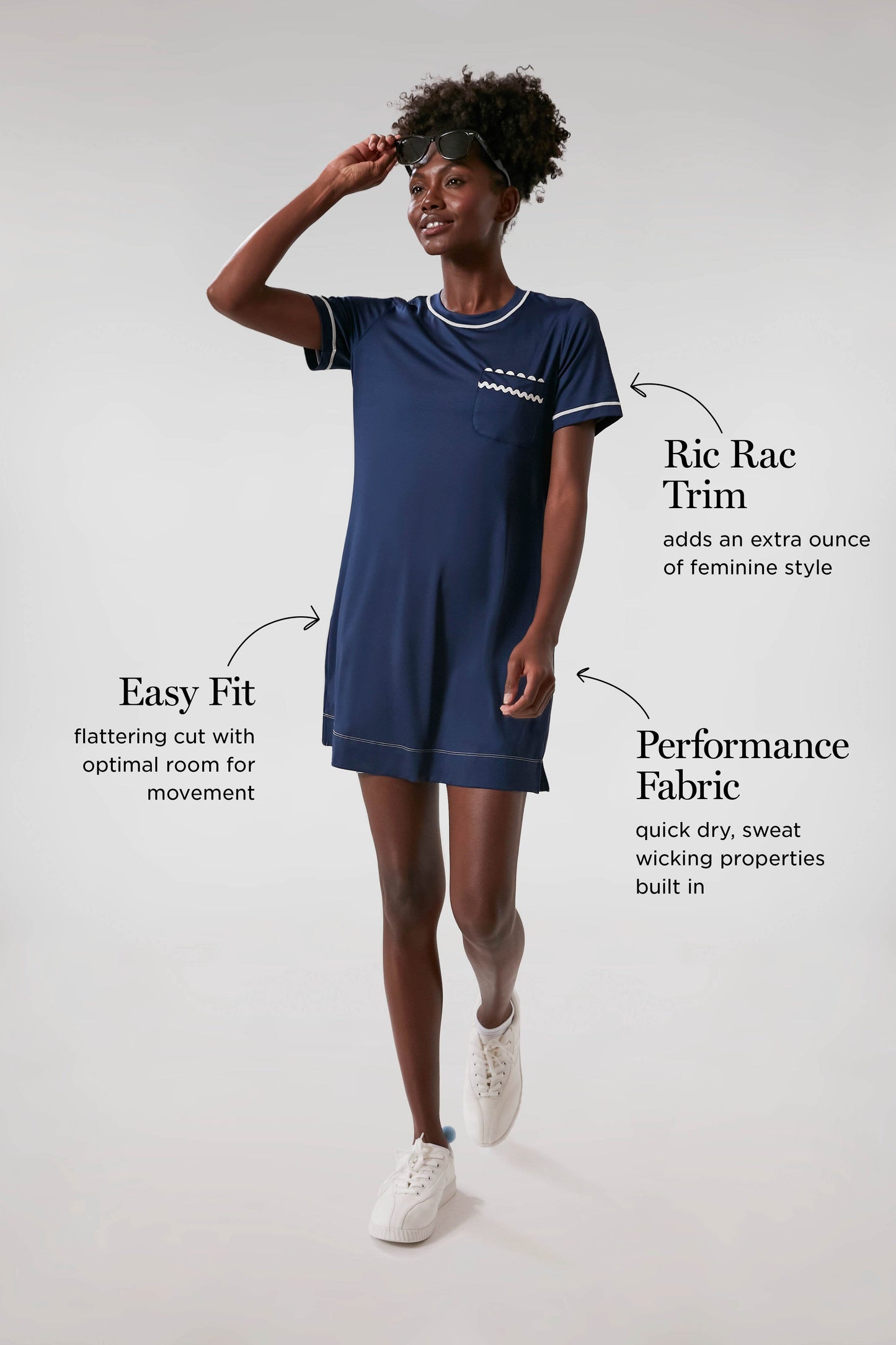 Navy and White Ric Rac Robin Sport Dress