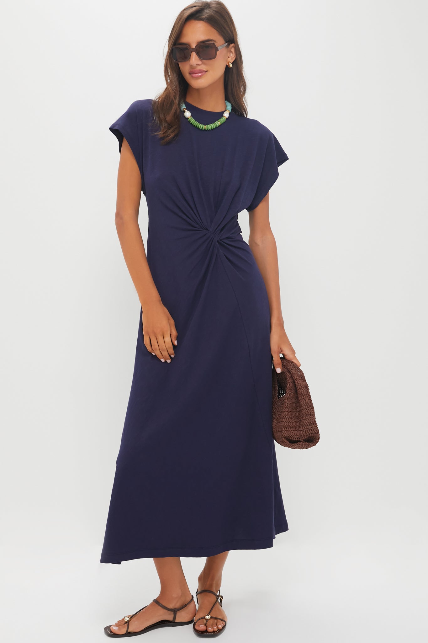 Navy Volta Twist Midi