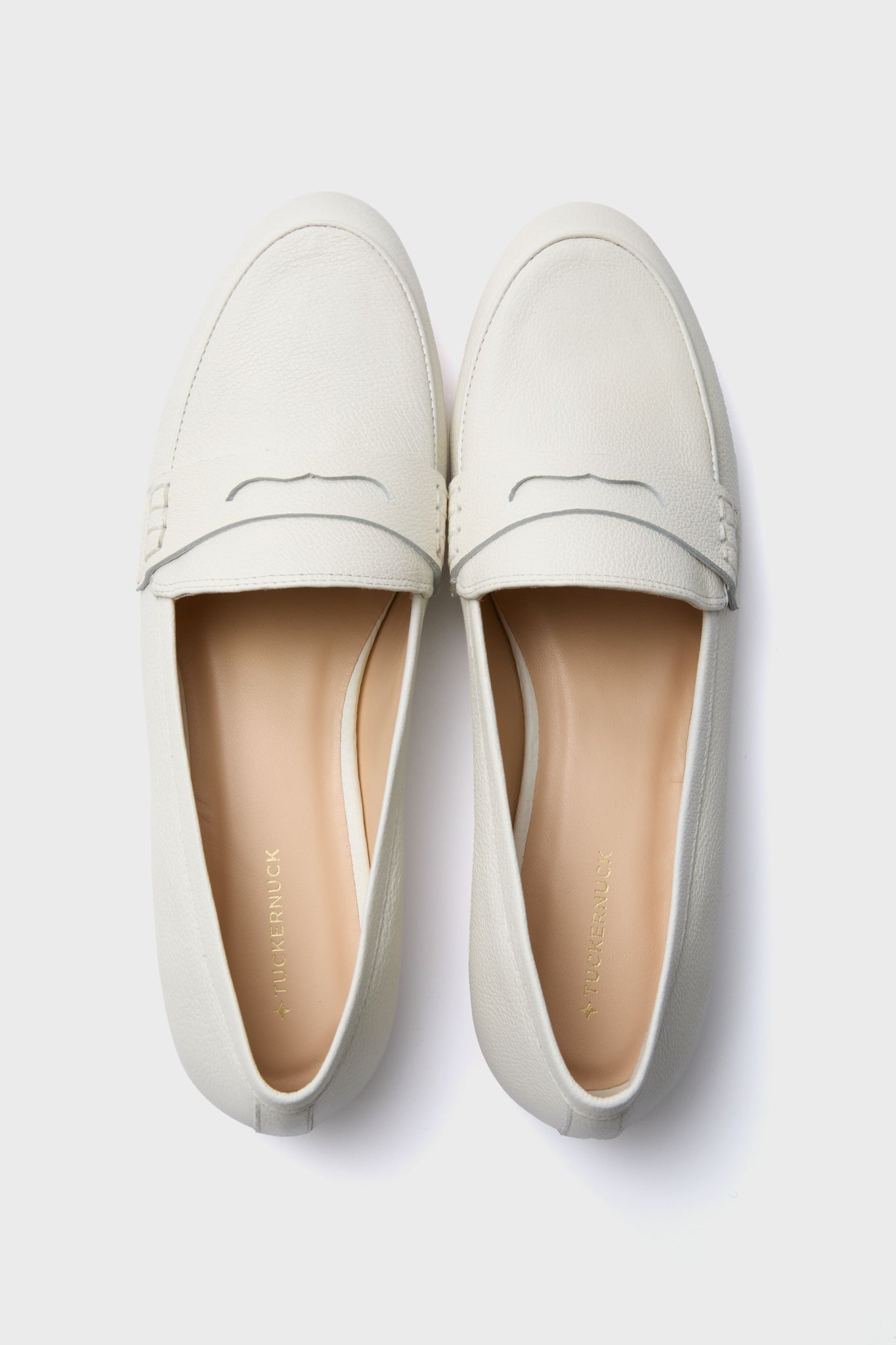 White Pebbled Rowan Leather Loafers