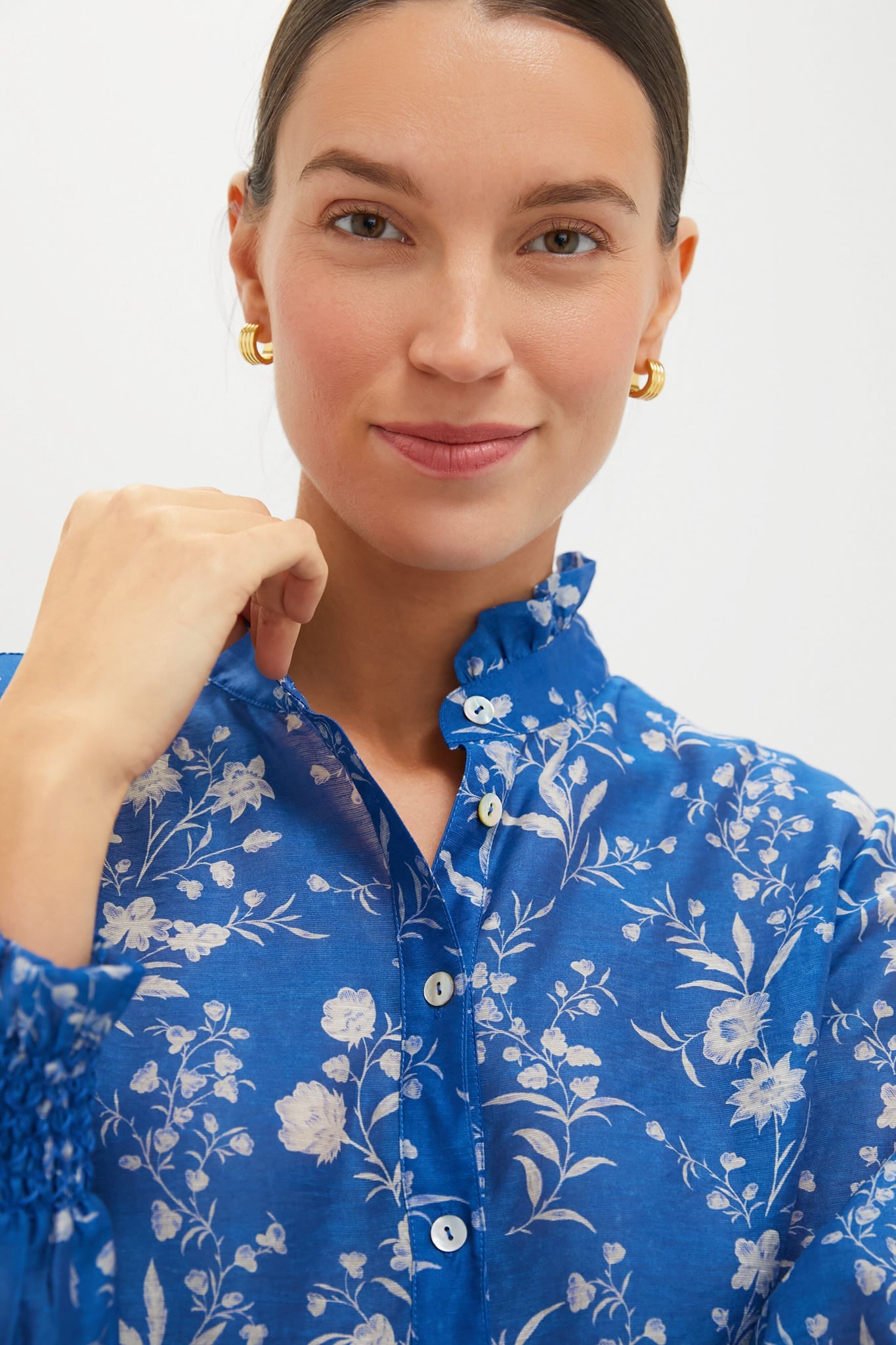 Limoges Floral Teagan Popover Top